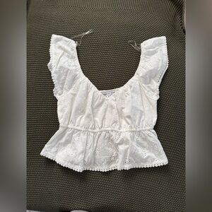 Celebrity Pink White Eyelet Blouse and Skirt